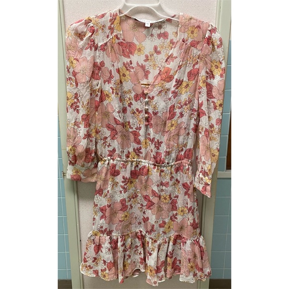 Veronica Beard Cybil Floral Shimmer Silk Dress Size 0 - Picture 2 of 10